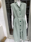 Vintage 1950s Green Check Casual Dress