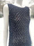 1960s Black Beaded Bodycon Body hugging knit dress