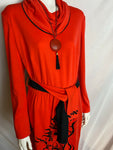 Vintage Red Dress with Firebird Print