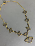 Vintage Japanese Damascene Drop Fan Necklace