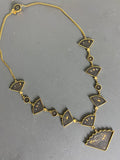 Vintage Japanese Damascene Drop Fan Necklace