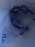 Vintage Blue Veil Headband with Full Head Coverage