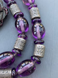 Vintage Louis Rousselet Glass Necklace & Pink Bicolour Necklace