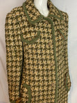 Vintage Green Houndtooth Tweed Coat