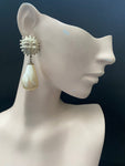 Vintage Sun and Pearl dangling clip on earrings