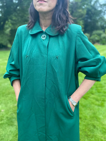 Vintage Forest Green Rain Mac Coat