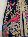 Red Peacocks and Gold Metal Thread Embroidered Kaftan