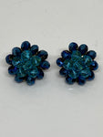 Vintage 1970s Blue Glass Clip-On Earrings