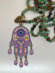 Fatima Hand On Millefiori Beads Necklace