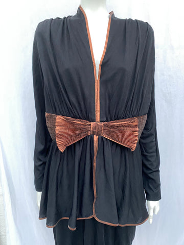 Frank Usher Black Dress with Lame Bow