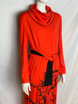 Vintage Red Dress with Firebird Print